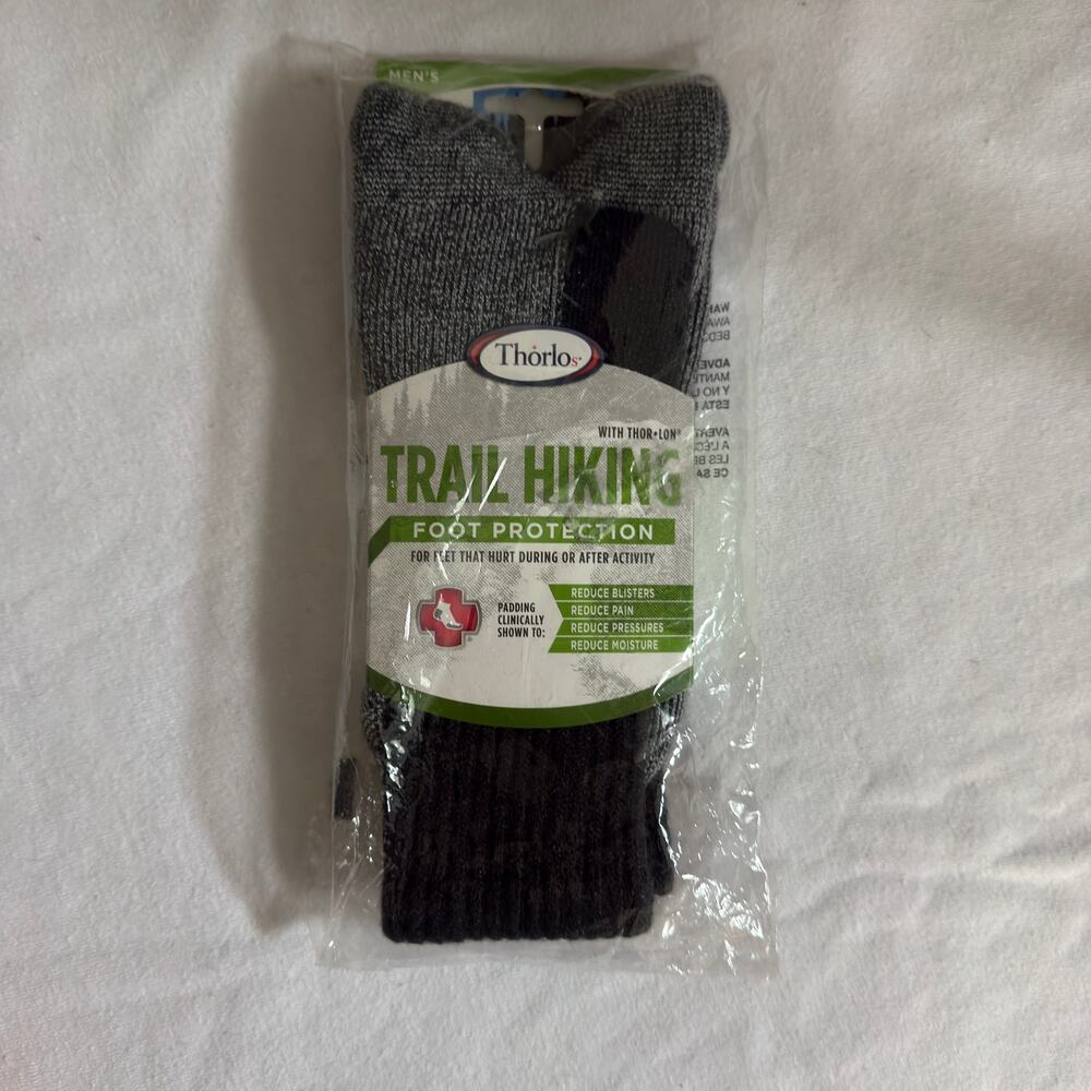 Thorlos Mens Trail Hiking Crew Socks Castlerock Grey Large NIP TRHXM13